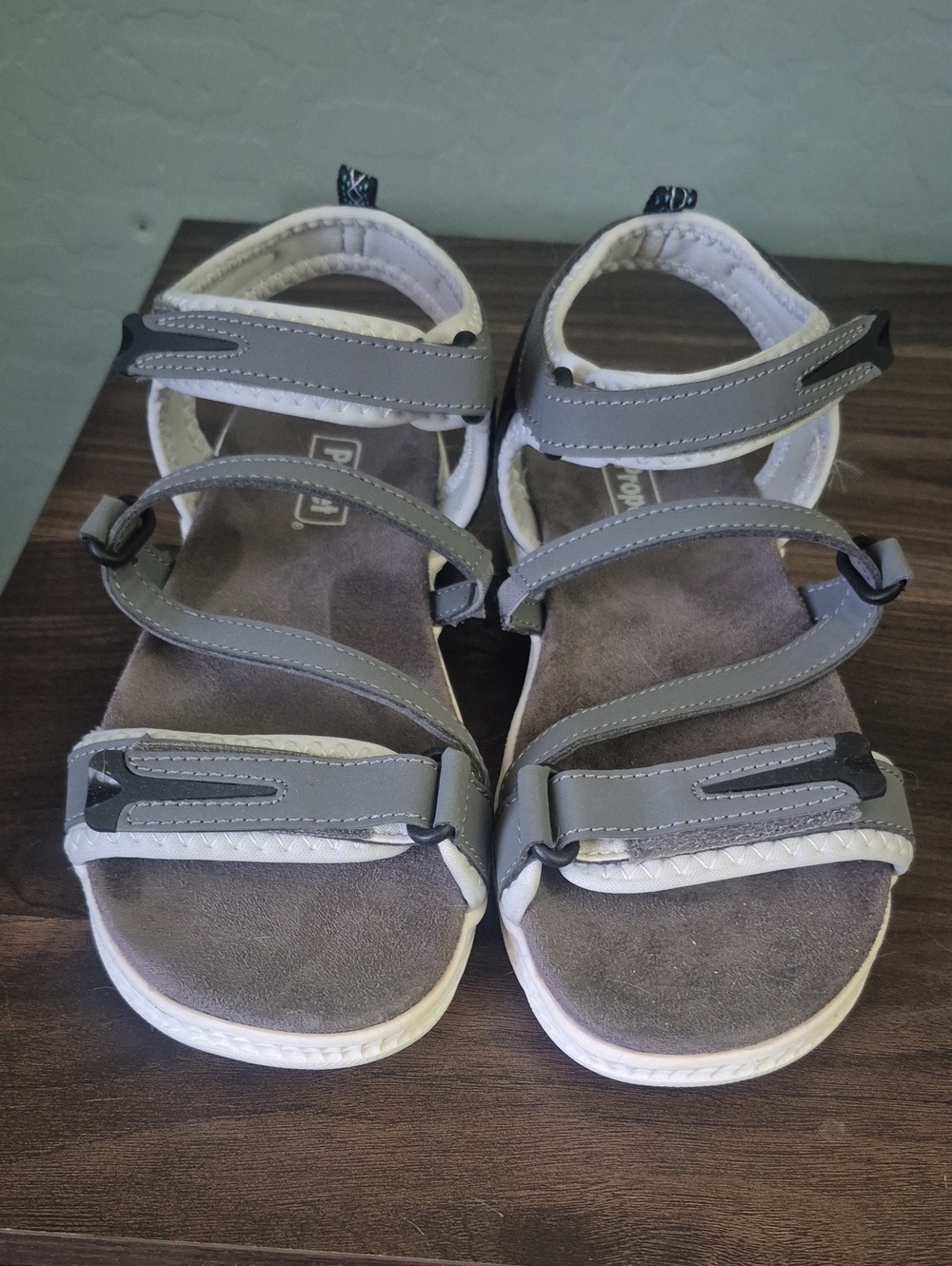 Propet Gray and White Multi-Strap Comfort/Hiking Sandals - 8.5 WIDE